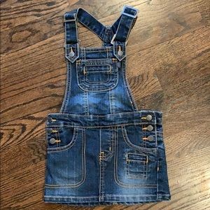 Denim overalls skirt